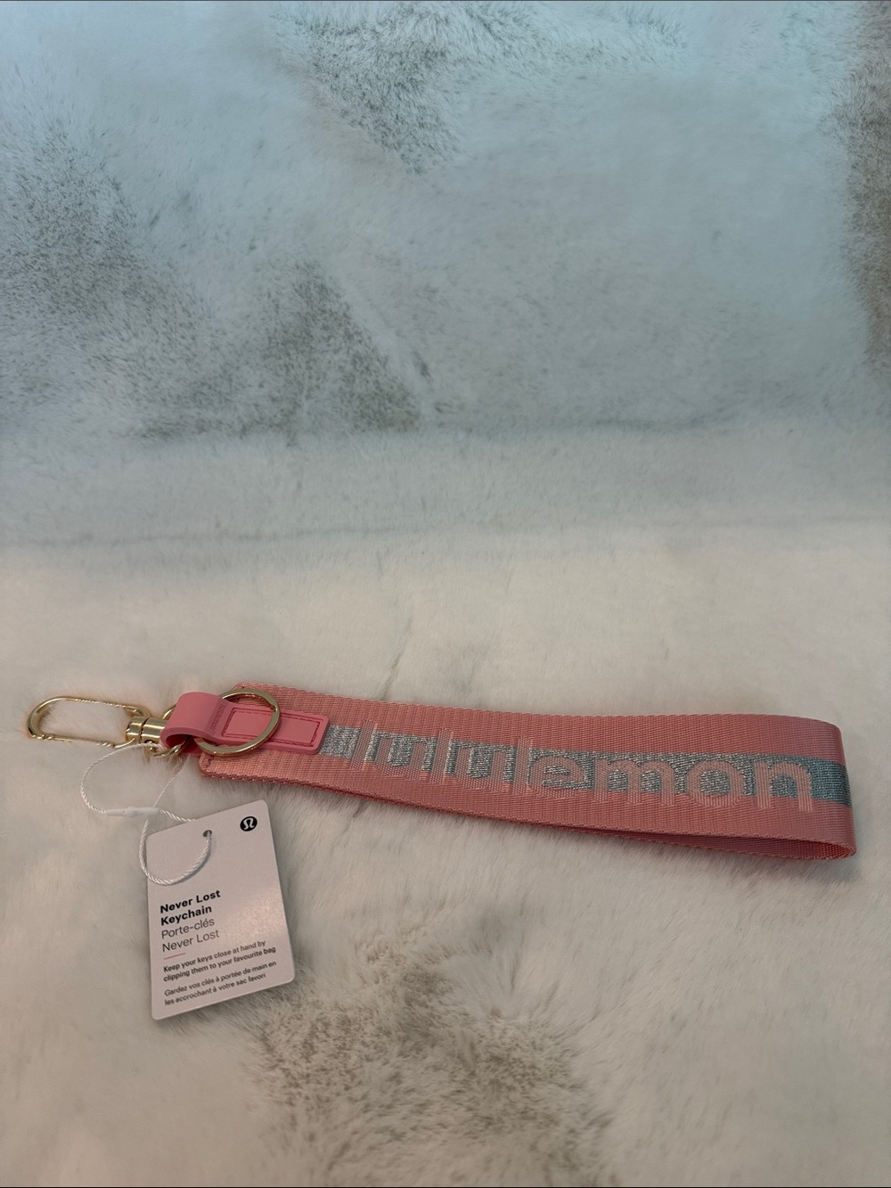lululemon athletica Pink Never Lost Wristlet Key Holder with Gold Hardware